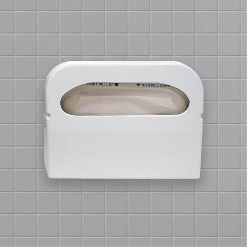 Distributeur de couvre-si&egrave;ges de toilettes pli&eacute;s en deux Health Gards We Share Industrial Supply