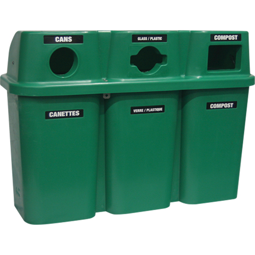 Contenants de recyclage Bullseye, Bord de rue, Plastique, 3 x 22 gal. US We Share Industrial Supply