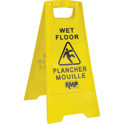 Safety Wet Floor Sign, Bilingual with Pictogram We Share Industrial Supply
