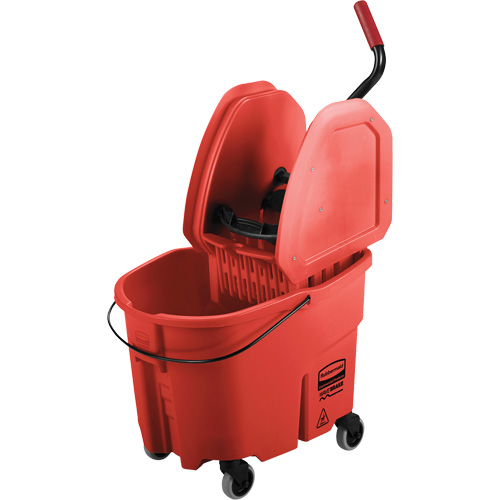 Ensemble de seau pour vadrouille et essoreuse WaveBrake, Pression vers le bas, 8,75 gal. US (35 pintes), Rouge We Share Industrial Supply
