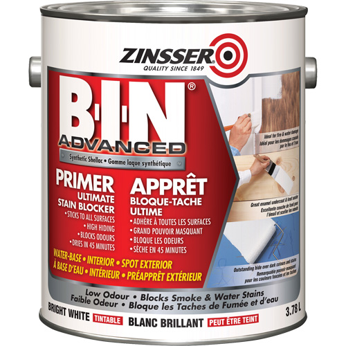 Appr&ecirc;t avanc&eacute; &agrave; base de gomme-laque synth&eacute;tique B-I-N, 3,78 L, Gallon, Blanc brillant teintable We Share Industrial Supply