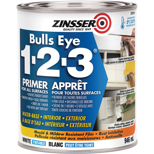 Bulls Eye 1-2-3&reg; Water-Base Primer, 946 ml, Can, White We Share Industrial Supply
