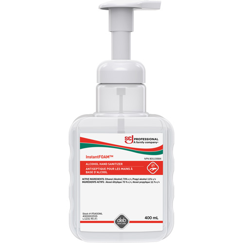 InstantFoam&reg; Hand Sanitizer, 400 ml, Pump Bottle, 70% Alcohol We Share Industrial Supply