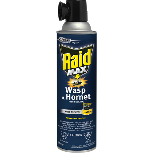 Raid&reg; Max&reg; Wasp & Hornet Foam Bug Killer, 500 g, Aerosol Can, Solvent Base We Share Industrial Supply
