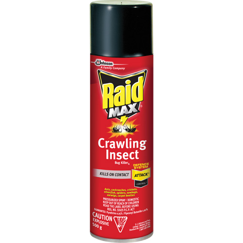 Raid&reg; Max&reg; Crawling Insect Bug Killer, 500 g, Aerosol Can, Solvent Base We Share Industrial Supply