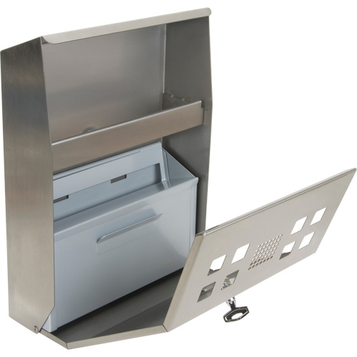 Smoking Receptacle, Wall-Mount, Stainless Steel, 1.6 Litres Capacity, 13-4/5" Height We Share Industrial Supply