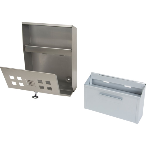 Smoking Receptacle, Wall-Mount, Stainless Steel, 1.6 Litres Capacity, 13-4/5" Height We Share Industrial Supply