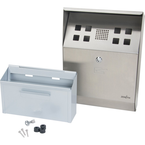 Cendrier, Montage mural, Acier inoxydable, Capacit&eacute; 1 Litre, Hauteur 11-4/5" We Share Industrial Supply