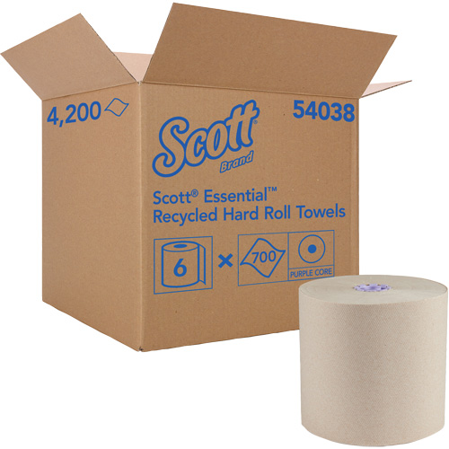 Essuie-mains bruns en fibres recycl&eacute;es &agrave; 100 % &agrave; enroulement serr&eacute; Essential, 1 pli, Standard, 700' lo We Share Industrial Supply
