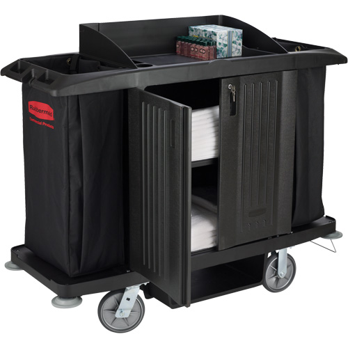 Chariot pleine grandeur pour l'entretien m&eacute;nager de bureau avec porte We Share Industrial Supply