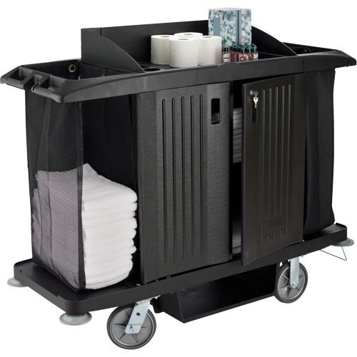 Chariot pleine grandeur pour l'entretien m&eacute;nager de bureau avec porte We Share Industrial Supply