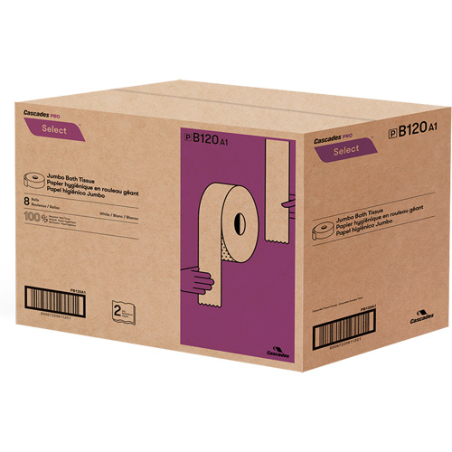 Pro Select&reg; Toilet Paper, Jumbo Roll, 2 Ply, 900' Length, White We Share Industrial Supply