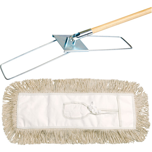 Break-Ezy Dust Mop System, Tie-On Style, Cotton, 48" L x 3-1/2" W We Share Industrial Supply