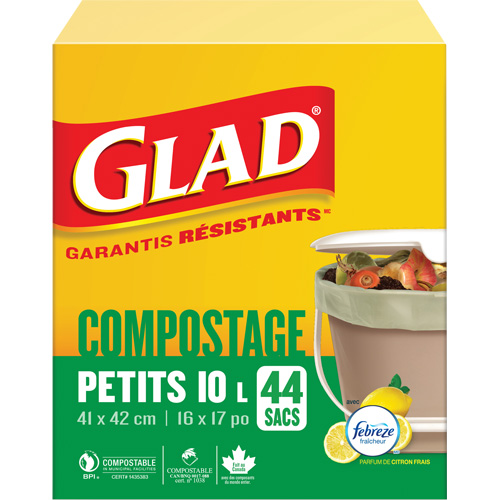 Petits sacs de compostage, R&eacute;gulier, 17" lo x 16" la, Brun, Capacit&eacute; de 10 L (3 gal.) We Share Industrial Supply
