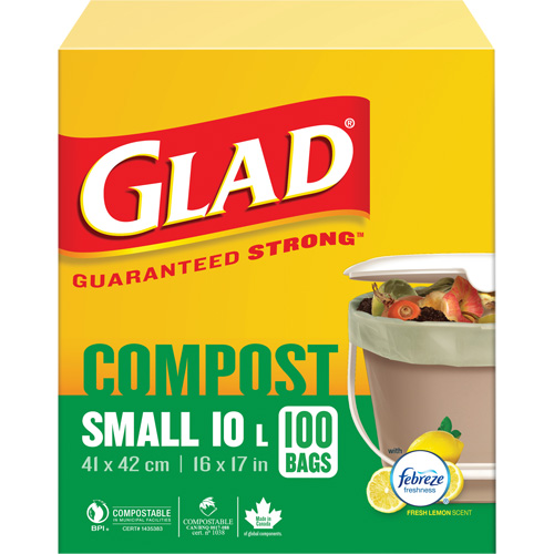 Petits sacs de compostage, R&eacute;gulier, 17" lo x 16" la, Brun, Capacit&eacute; de 10 L (3 gal.) We Share Industrial Supply