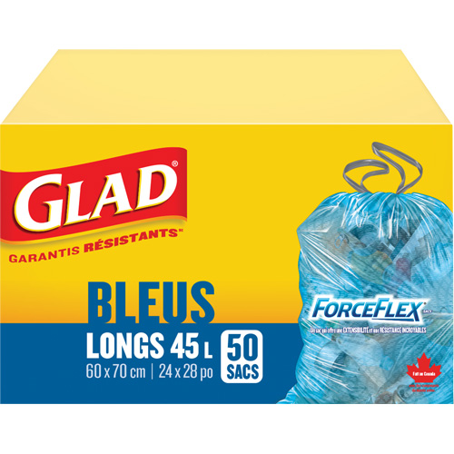 45L Recycling Bags, Regular, 24" W x 28" L, Blue We Share Industrial Supply