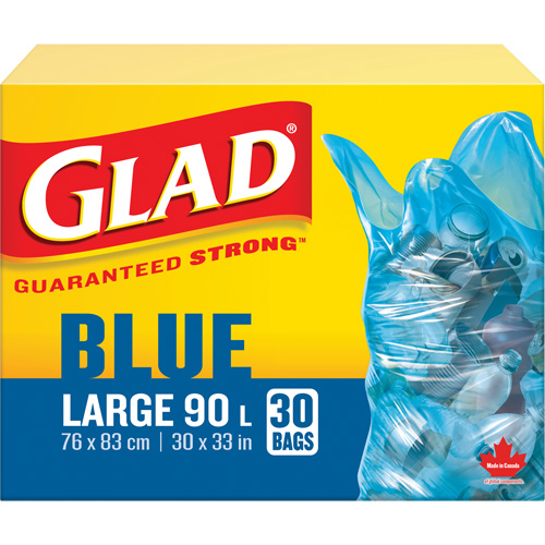 Sacs de recyclage 45 L, R&eacute;gulier, 30" la x 33" lo, Bleu We Share Industrial Supply