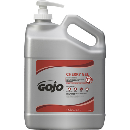 Nettoyant &agrave; mains, Gel/Pierre ponce, 4,5 L, Bouteille &agrave; pompe, Cerise We Share Industrial Supply