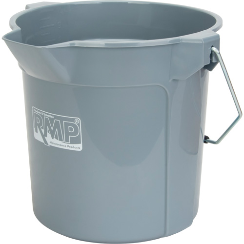 Seau rond avec bec verseur, Capacit&eacute; de 2,64 gal. US (10,57 pintes), Gris We Share Industrial Supply