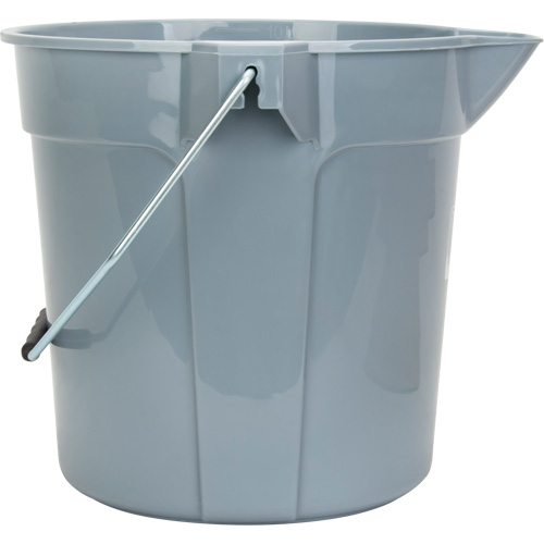 Seau rond avec bec verseur, Capacit&eacute; de 2,64 gal. US (10,57 pintes), Gris We Share Industrial Supply
