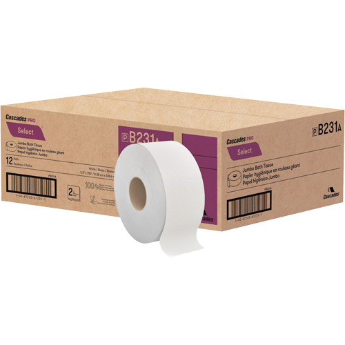 Papier toilette Pro Select, Rouleau G&eacute;ant, 2 Pli, Longueur 750', Blanc We Share Industrial Supply