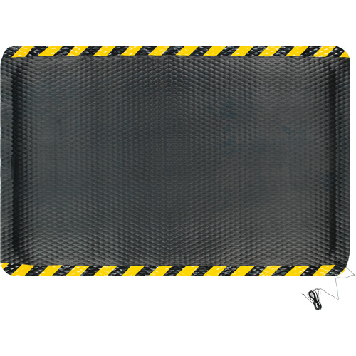 Tapis conductible Hog Heaven, 4' la x 6' lo, 5/8" &eacute;paisseur, Noir/Jaune, Nitrile We Share Industrial Supply