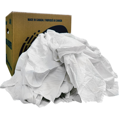 Chiffons recycl&eacute;s, Coton, Blanc, 10 lb We Share Industrial Supply