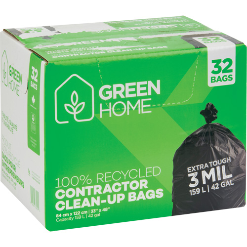 Sacs &agrave; ordures Green Home, Fort, 33" la x 48" lo, 3 mils, Noir, Capacit&eacute; 159 L (42 gal.) We Share Industrial Supply