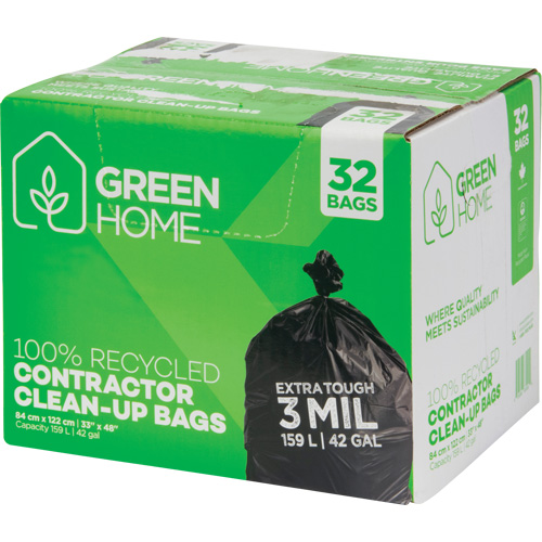 Sacs &agrave; ordures Green Home, Fort, 33" la x 48" lo, 3 mils, Noir, Capacit&eacute; 159 L (42 gal.) We Share Industrial Supply
