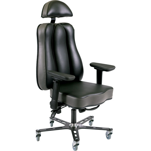 Chaise ergonomique 24 h Synergo II, Vinyle, Noir/gris, Capacit&eacute; 350 lb We Share Industrial Supply