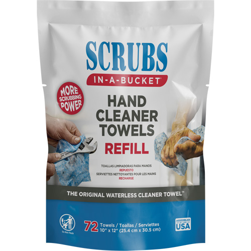 Recharge d'essuie-mains nettoyants, 72 lingettes, 10" x 12" We Share Industrial Supply