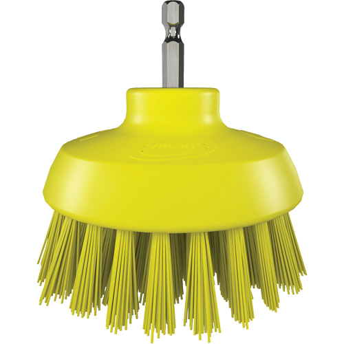 HyDrive Round Drill Brush, Extra Stiff Bristles, 3-1/10" Long, Yellow We Share Industrial Supply