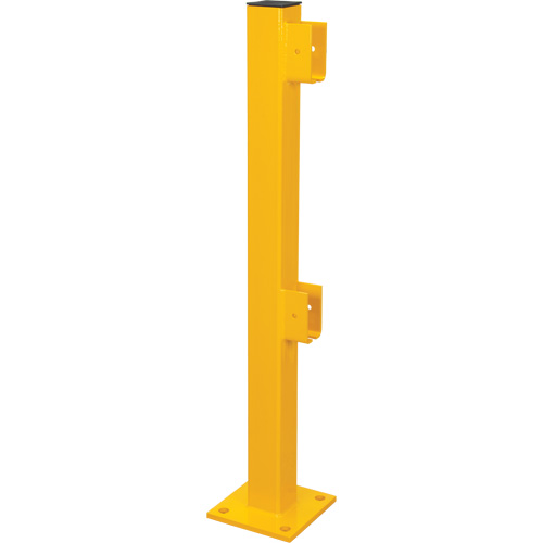 End Post for Light-Duty Guard Rails, Steel, 42" H, Safety Yellow We Share Industrial Supply