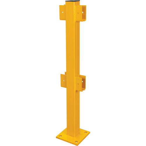 In-Line Post for Light-Duty Guard Rails, Steel, 42" H, Safety Yellow We Share Industrial Supply