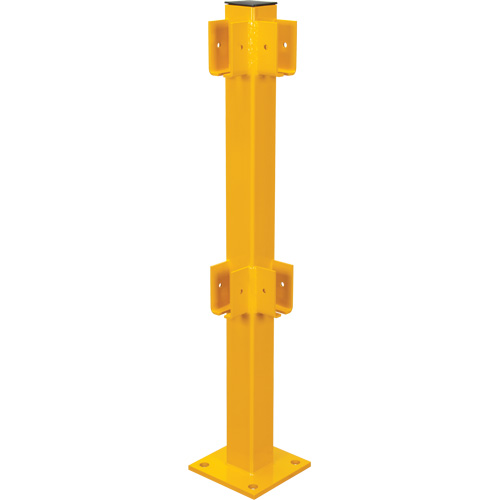 Corner Post for Light-Duty Guard Rails, Steel, 42" H, Safety Yellow We Share Industrial Supply