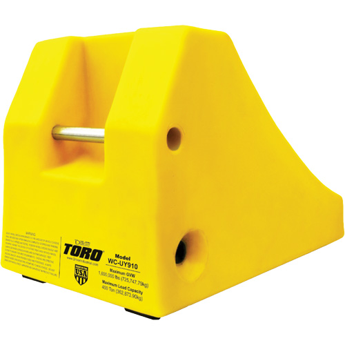 400 Ton Large Equipment Wheel Chock with Handle & Hole, Urethane, Yellow We Share Industrial Supply