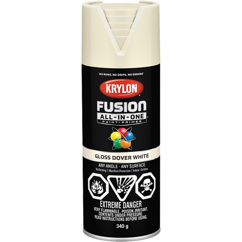 Peinture &agrave; pulv&eacute;riser tout en un Fusion, Blanc Dover, Brillant, 12 oz, Canette a&eacute;rosol We Share Industrial Supply