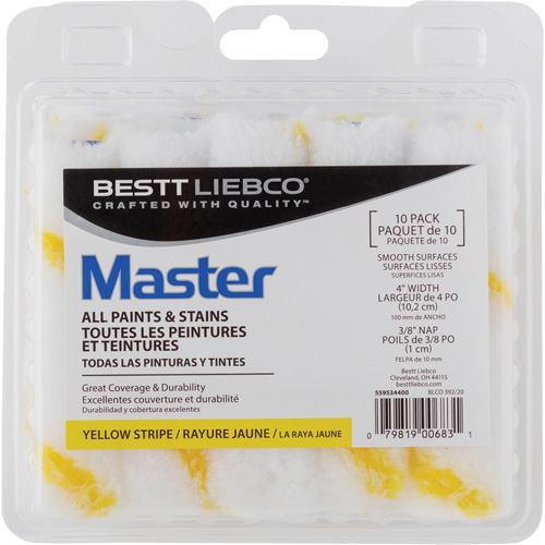 Master Yellow Stripe Mini Roller, 10 mm (3/8") Nap, 101.6 mm (4") L We Share Industrial Supply
