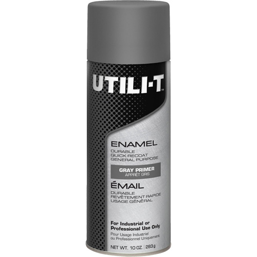 Peinture-&eacute;mail en a&eacute;rosol polyvalent UTILI-T, Appr&ecirc;t gris, 10 oz/283 g, Canette a&eacute;rosol We Share Industrial Supply