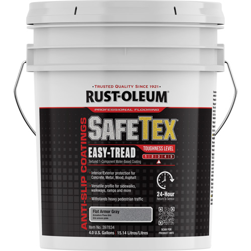 SafeTex&reg; Easy-Tread Acrylic Coating, 4 gal., Water-Based, Flat/Textured, Grey We Share Industrial Supply