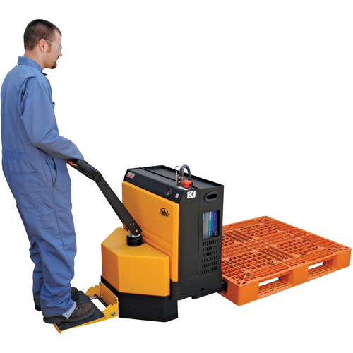 Fully Powered Electric Pallet Truck With  Stand-On Platform, 4500 lbs. Cap., 48" L x 30.25" W We Share Industrial Supply