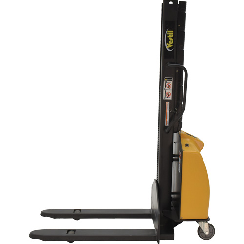 Narrow Mast Powered Lift Stacker, Electric Operated, 1000 lbs. Capacity, 63" Max Lift We Share Industrial Supply