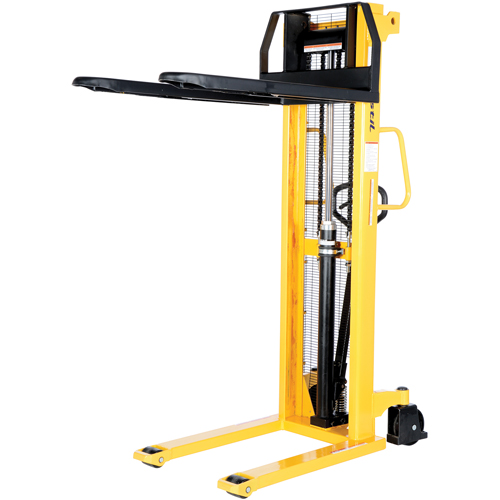 Manual Hydraulic Stacker, Hand Pump Operated, 2000 lbs. Capacity, 63" Max Lift We Share Industrial Supply