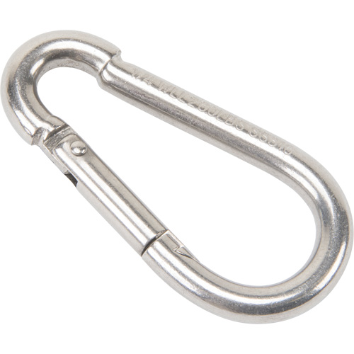 Stainless Steel Snap Hook, 260 lbs (0.13 tons) Working Load Limit, 1/4" Size, 3/8" Eye We Share Industrial Supply