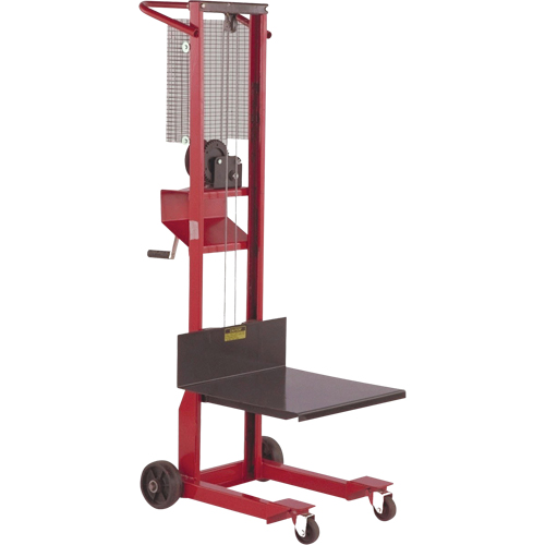 Platform Lift Stacker, Hand Winch Operated, 500 lbs Capacity, 54" Max Lift We Share Industrial Supply