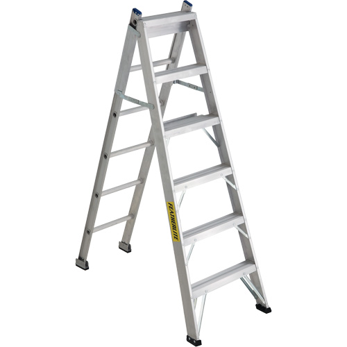 2700 Series Industrial Duty Multi-Way Ladders, 6', Aluminum, 250 lbs. Cap., ANSI 1, CSA 1 We Share Industrial Supply