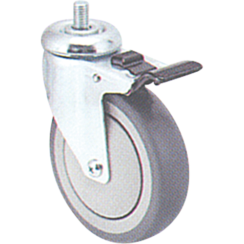 Roulette zingu&eacute;e, Pivotant avec frein, Diam&egrave;tre 5" (127 mm), Capacit&eacute; 240 lb (108 kg) We Share Industrial Supply