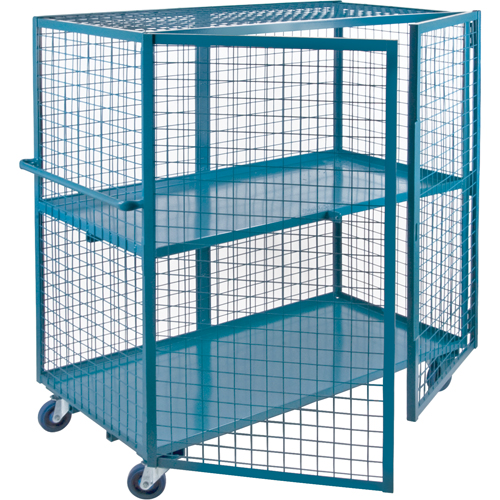 Chariot en treillis m&eacute;tallique, 2 niveaux, 63" lo x 32" la x 62,5" h, Cap. 1200 lb We Share Industrial Supply