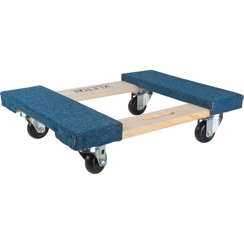 Carpeted Ends Hardwood Dolly, Wood Frame, 18" W x 24" L, 900 lbs. Capacity We Share Industrial Supply