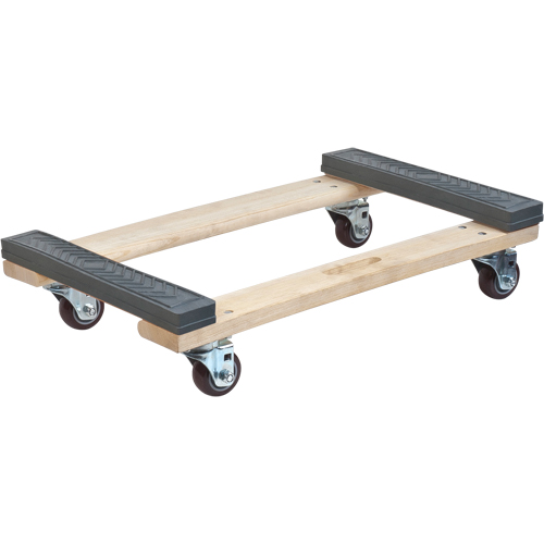Rubber Ends Hardwood Dolly, Wood Frame, 18" W x 24" D x 7" H, 900 lbs. Capacity We Share Industrial Supply